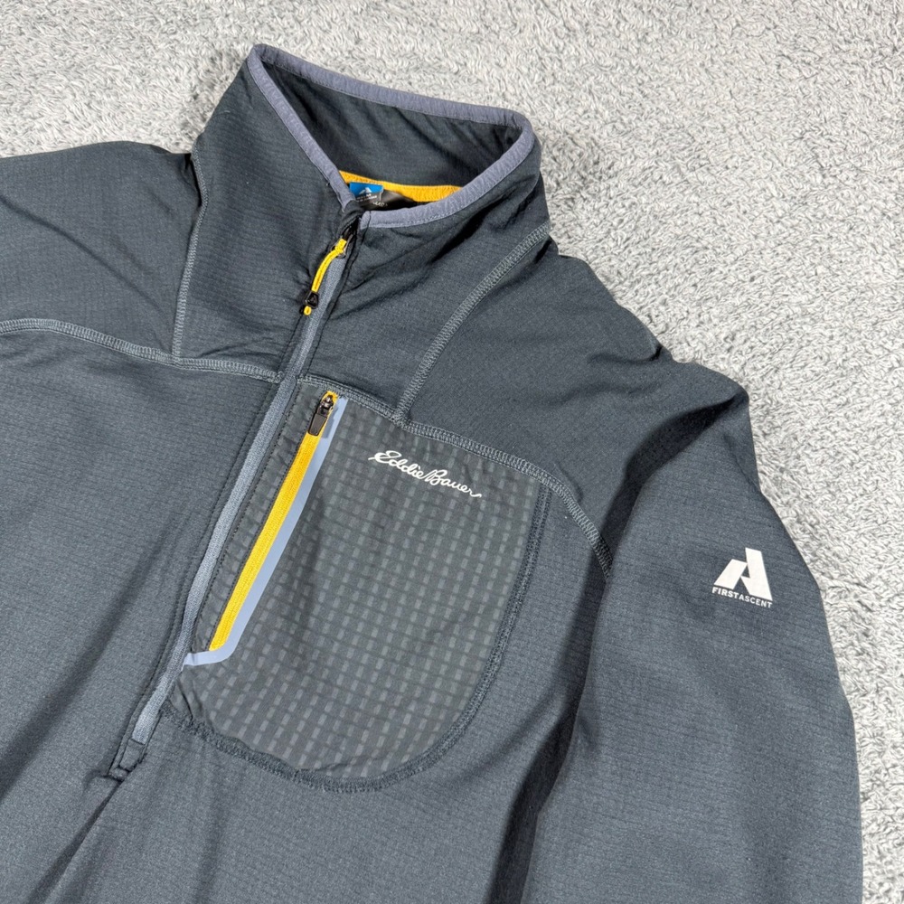Eddie Bauer First Ascent Pullover Mens Medium Gray FreeHeat Quarter Zip Fleece